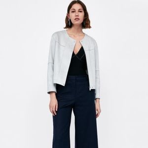 NEW Zara Light Gray Faux Suede Jacket Size S